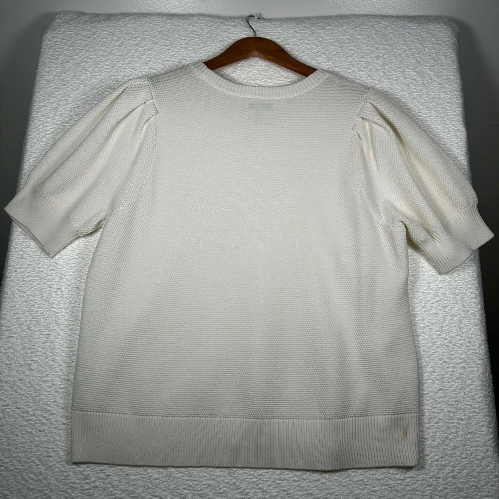 Nine West Cream Textured Knit Puff Sleeve Sweater Top | XXL - Picture 5 of 8
